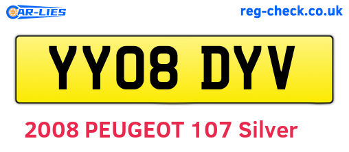 YY08DYV are the vehicle registration plates.