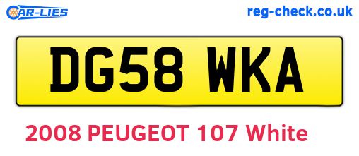 DG58WKA are the vehicle registration plates.