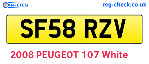 SF58RZV are the vehicle registration plates.