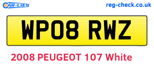 WP08RWZ are the vehicle registration plates.
