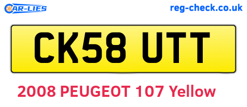CK58UTT are the vehicle registration plates.