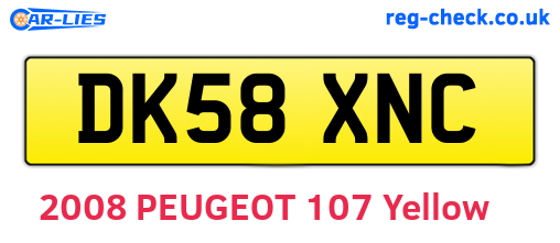 DK58XNC are the vehicle registration plates.