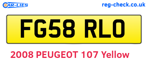 FG58RLO are the vehicle registration plates.