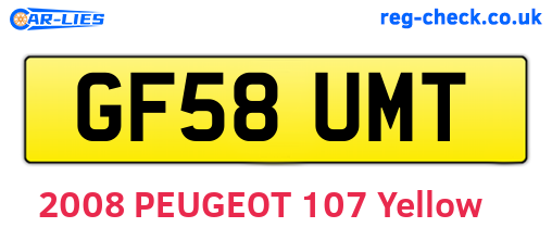 GF58UMT are the vehicle registration plates.