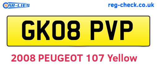 GK08PVP are the vehicle registration plates.
