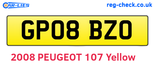 GP08BZO are the vehicle registration plates.