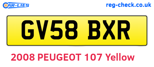 GV58BXR are the vehicle registration plates.