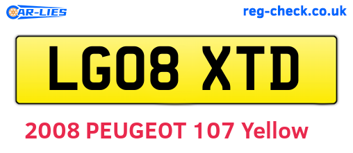 LG08XTD are the vehicle registration plates.