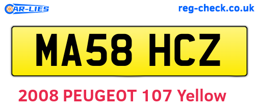 MA58HCZ are the vehicle registration plates.