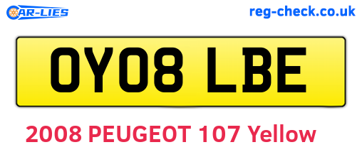 OY08LBE are the vehicle registration plates.