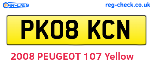 PK08KCN are the vehicle registration plates.