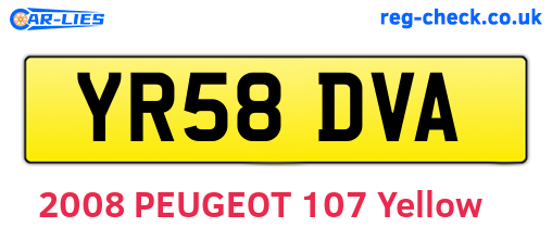 YR58DVA are the vehicle registration plates.