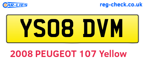 YS08DVM are the vehicle registration plates.