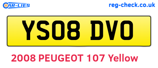 YS08DVO are the vehicle registration plates.