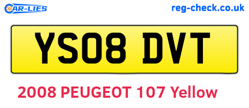 YS08DVT are the vehicle registration plates.