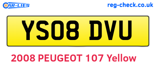 YS08DVU are the vehicle registration plates.