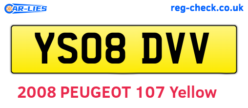 YS08DVV are the vehicle registration plates.