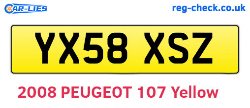YX58XSZ are the vehicle registration plates.