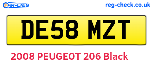DE58MZT are the vehicle registration plates.