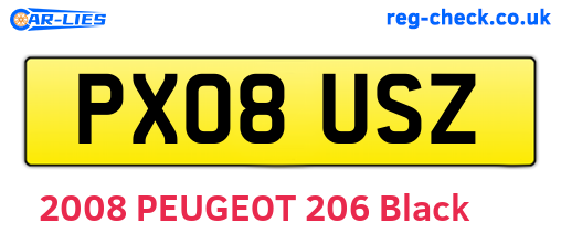 PX08USZ are the vehicle registration plates.