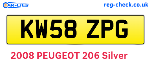 KW58ZPG are the vehicle registration plates.
