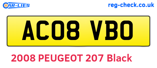 AC08VBO are the vehicle registration plates.
