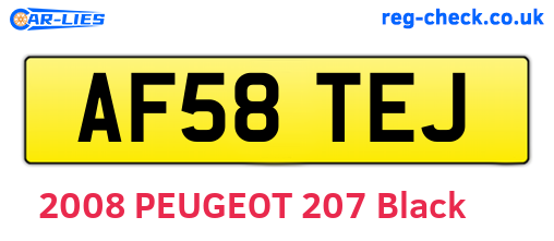AF58TEJ are the vehicle registration plates.