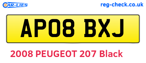 AP08BXJ are the vehicle registration plates.
