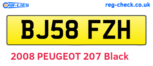 BJ58FZH are the vehicle registration plates.