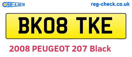 BK08TKE are the vehicle registration plates.
