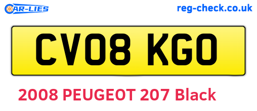 CV08KGO are the vehicle registration plates.