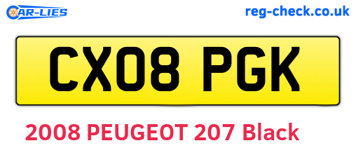 CX08PGK are the vehicle registration plates.