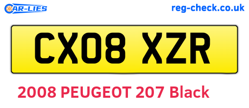 CX08XZR are the vehicle registration plates.