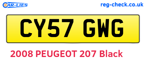 CY57GWG are the vehicle registration plates.