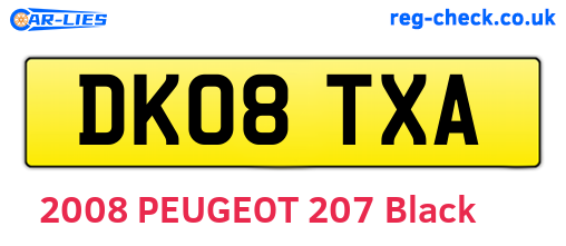 DK08TXA are the vehicle registration plates.