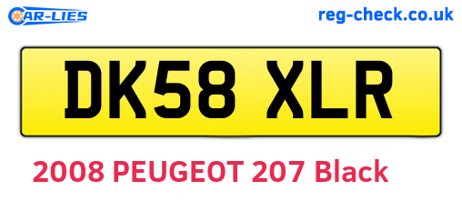DK58XLR are the vehicle registration plates.