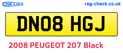 DN08HGJ are the vehicle registration plates.