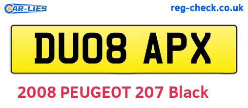 DU08APX are the vehicle registration plates.