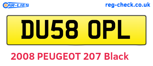 DU58OPL are the vehicle registration plates.