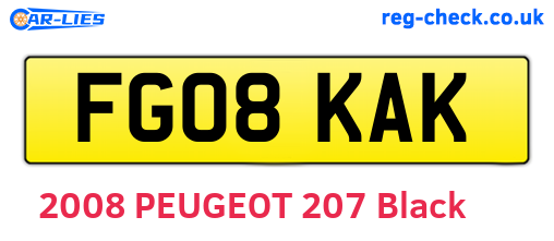 FG08KAK are the vehicle registration plates.