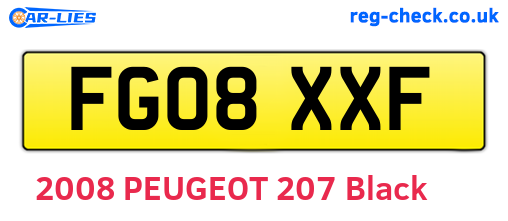 FG08XXF are the vehicle registration plates.