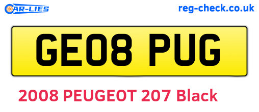 GE08PUG are the vehicle registration plates.