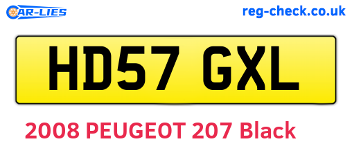 HD57GXL are the vehicle registration plates.