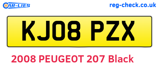 KJ08PZX are the vehicle registration plates.