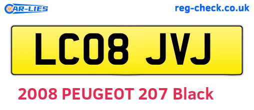 LC08JVJ are the vehicle registration plates.