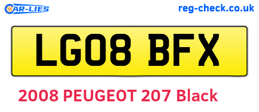 LG08BFX are the vehicle registration plates.