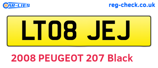 LT08JEJ are the vehicle registration plates.