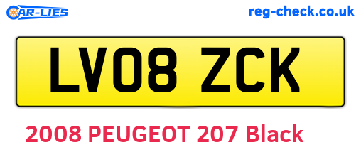 LV08ZCK are the vehicle registration plates.