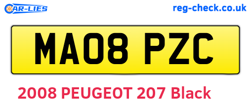 MA08PZC are the vehicle registration plates.