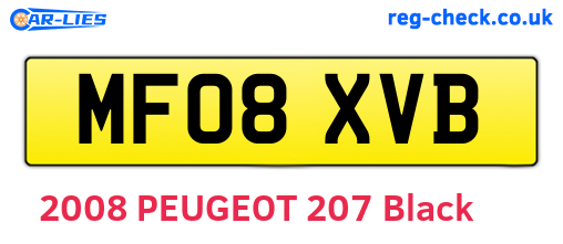 MF08XVB are the vehicle registration plates.